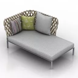 Four Seats Sofa Grey Fabric 3d model