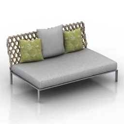 Four Seats Sofa Grey Fabric 3d model