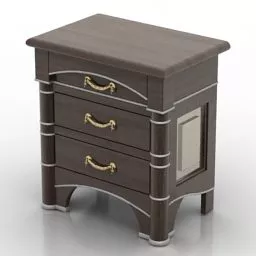 Antique Nightstand Walnut Wooden 3d model