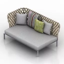 Lounge Sofa Fabric With Cushion 3d model