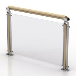 Fence Glass With Handrail 3d model