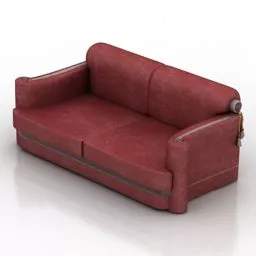 Red Leather Sofa Two Seats 3d model