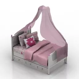 Girl Pink Bed 3d model