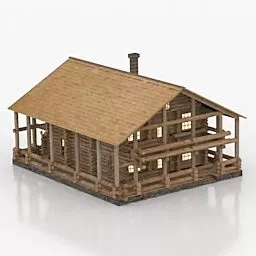 Chimney House Wooden 3d model