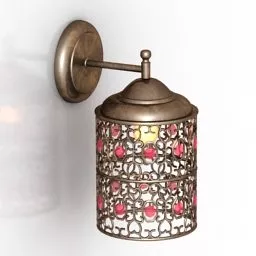 Sconce Lamp Brass Frame 3d model