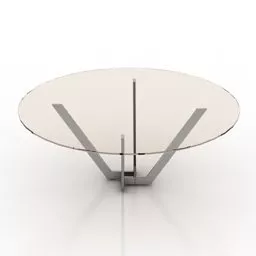 Round Coffee Table Glass Iron Material 3d model