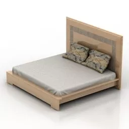 Double Bed Solid Wood Modern Style 3d model