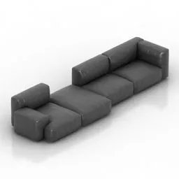 Set Of Realistic Sofa On Rug With Round Coffee Table 3d model