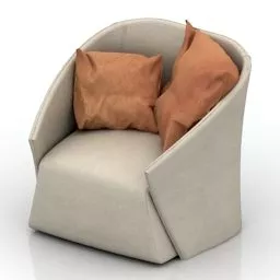 Upholstered Armchair With Cushion 3d model
