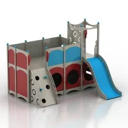 Bed Childroom With Slide 3d model