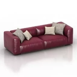 Purple Leather Sofa With Cushion 3d model