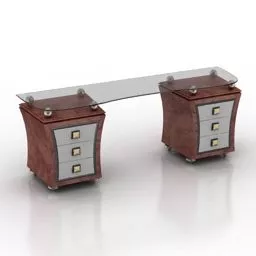 Antique Table Cabinet With Glass Top 3d model