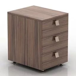 Brown Wood Locker Three Drawers 3d model