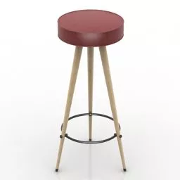 Bar Chair Round Leather Top 3d model