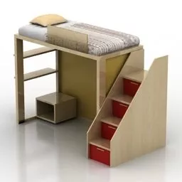 Bed Upholstery Grey Fabric 3d model