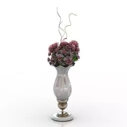 Pink Flower In Glass Vase 3d model