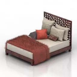 Hotel Double Bed Full Set 3d model