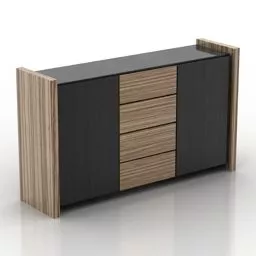 Wall Locker Walnut Finish 3d model