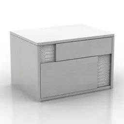 White Mdf Nightstand 3d model