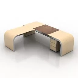 Curved Edge Table L Shape 3d model Curved Edge Table L Shape 3d model