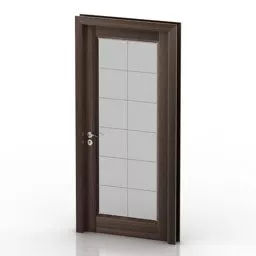 Single Door Brown Wood Frame 3d model