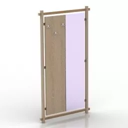 Modern Mirror With Wood Frame 3d model
