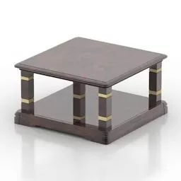 Coffee Table With Table Lamp And Horn Decoration 3d model