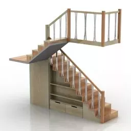 Indoor Furniture Wooden Staircase 3d model