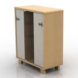 Entrance Shoes Locker Wooden Ash 3d model