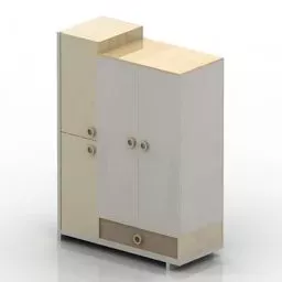 Bedroom Wardrobe White Color 3d model