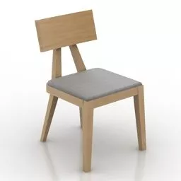 Single Chair Wooden Frame 3d model