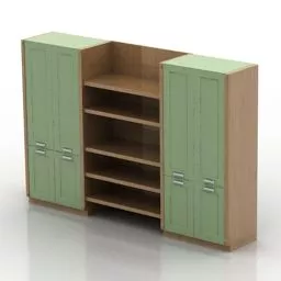 Modern Wine Cabinet Shelf With Counter Combined 3d model
