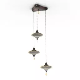 Ceiling Lamp Three Glass Shade 3d model