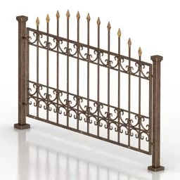 Wrought Iron Fence Retro Style 3d model