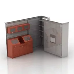 Wall Wine Cabinet Classic Style 3d model