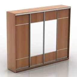 Bedroom Wardrobe With Mirror Combine 3d model