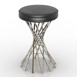 Round Stool Chair Twist Leg 3d model