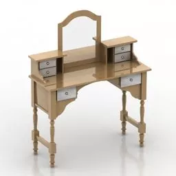 European Antique Bedside Table Red Wood 3d model