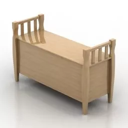 Wooden Seat Wall Stool 3d model