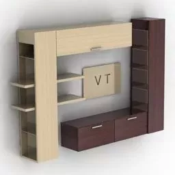 Single Wood Shelf Rack 3d model