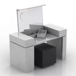 Rattan Table Stool Furniture 3d model