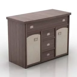 Walnut Locker With Multiple Drawers 3d model