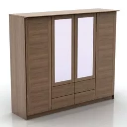 Bedroom Mdf Wardrobe With Mirror 3d model