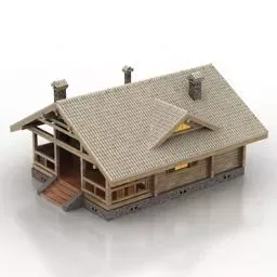 Old Apartment Building Three Storey 3d model