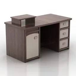 Brown Mdf Work Table 3d model