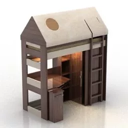 Kid Bunked Bed 3d model