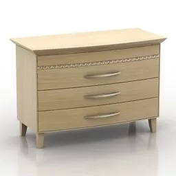 Wood Locker With Three Drawers 3d model