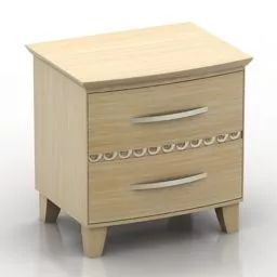 Ash Wooden Nightstand 3d model