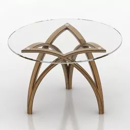 Round Coffee Table Wooden Leg 3d model