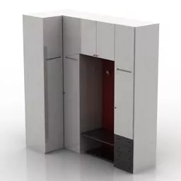 Mdf Wardrobe On Corner 3d model